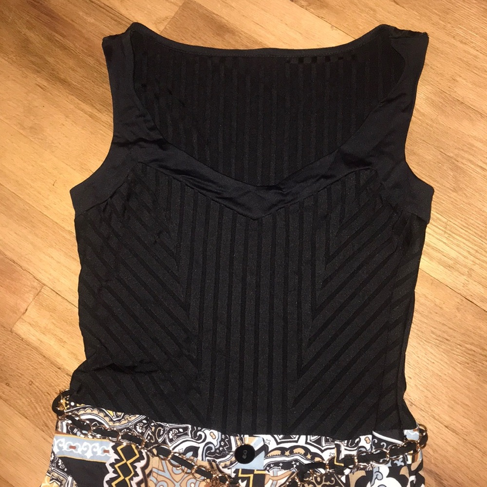 Maxi dress knit top print skirt chain belt trim
